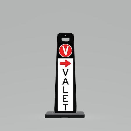 Plasticade 44.5x17.5x9in. Outdoor Standing Panel Sign, Double-Sided, VALET Right Arrow/VALET Left Arrow, 20 lb UV4120-BK-PRK8